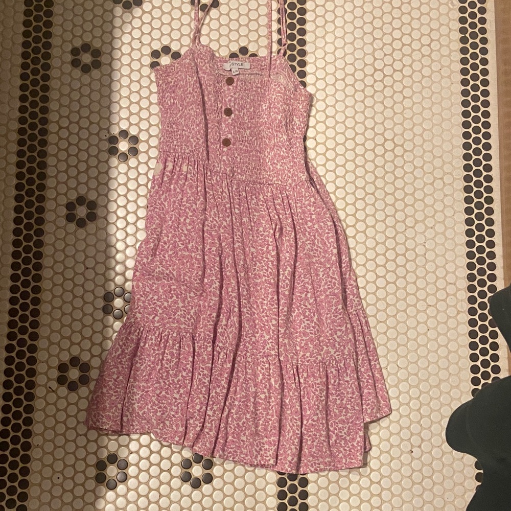 Smocked Tiered Midi Sundress in Dusty Rose